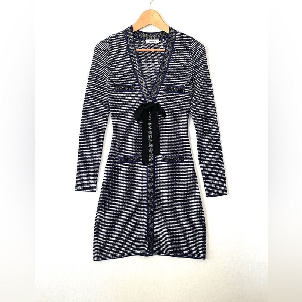 Sandro Sachou Knitted Dress with Bow - Picture 4 of 16